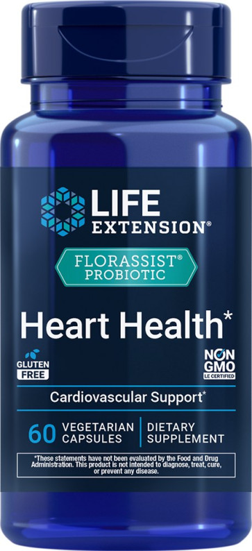 FLORASSIST Probiotic Heart Health, 60 Vegetarian Capsules (74 mg per Capsule) Life Extension
