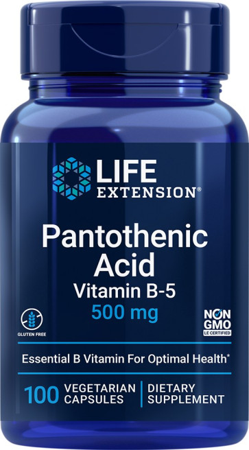 Pantothenic Acid, Vitamin B-5, 500 mg, 100 Vegetarian Capsules Life