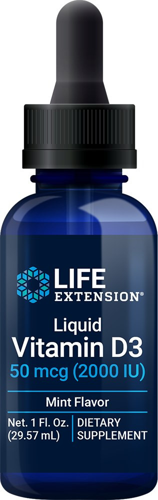 Liquid Vitamin D3, 50 mcg (2,000 IU), 1 fl oz (29.57 ml) Mint Life