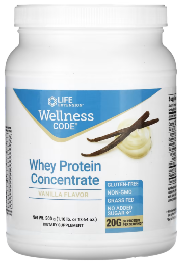 Wellness Code, Whey Protein Concentrate, Vanilla , 1.10 lb (500 g) Life Extension