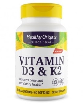 Vitamina D3 e K2 50mcg/200mcg Healthy Origins 60 softgels Healthy Origins