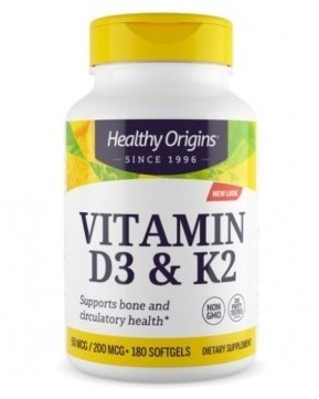 Vitamina D3 e K2 50mcg/200mcg Healthy Origins 180 softgels Healthy Origins