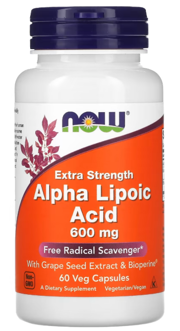 ALPHA LIPOIC ACID 600mg  60 VCAPS Now Foods