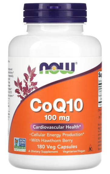 CoQ10 With Hawthorn Berry, 100 mg, 180 Veg Capsules Now foods
