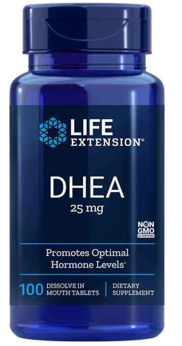 DHEA 25 mg, 100 dissolve-in-mouth tablets Life Extension