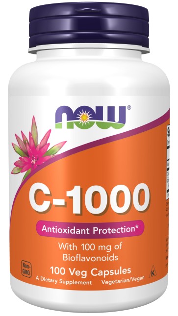 C 1000 Vitamina 100 veg caps 100mg bioflavonoids NOW Foods