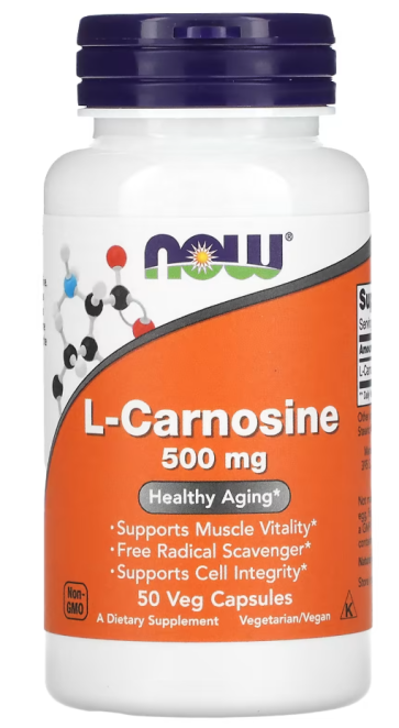 L-Carnosine, 500 mg, 50 Veg Capsules Now foods