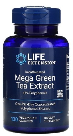 Decaffeinated Mega Green Tea Extract 100 vegetarian capsules LIFE Extension