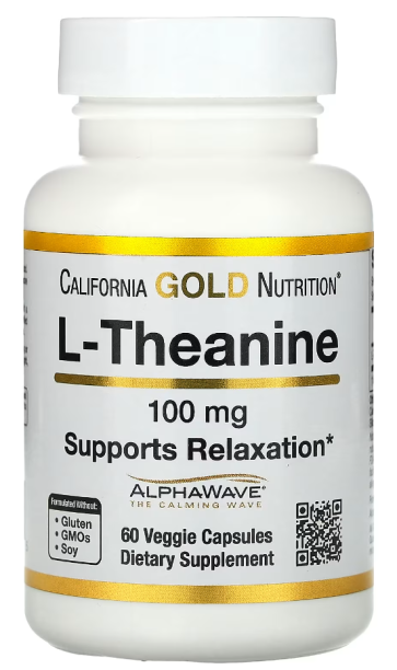L-Theanine, Featuring AlphaWave, 100 mg, 60 Veggie Capsules California Gold Nutrition