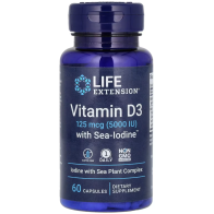 Vitamin D3 with Sea-Iodine, 125 mcg (5,000 IU), 60 Capsules Life Extension