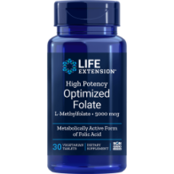 High Potency Optimized Folate L-Methylfolate&nbsp; 8500 mcg 30 veg Tablets Life Extension