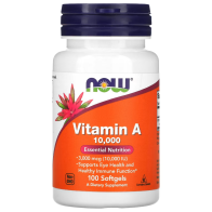 Vitamin A, 3,000 mcg (10,000 IU), 100 Softgels Now foods