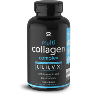 Multi Collagen Complex I, II, III, V, X with Hyaluric acid and Vit C  90caps Sports Research
