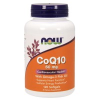 CoQ10 60 mg with Omega-3 Fish Oil 120 Softgels Now foods